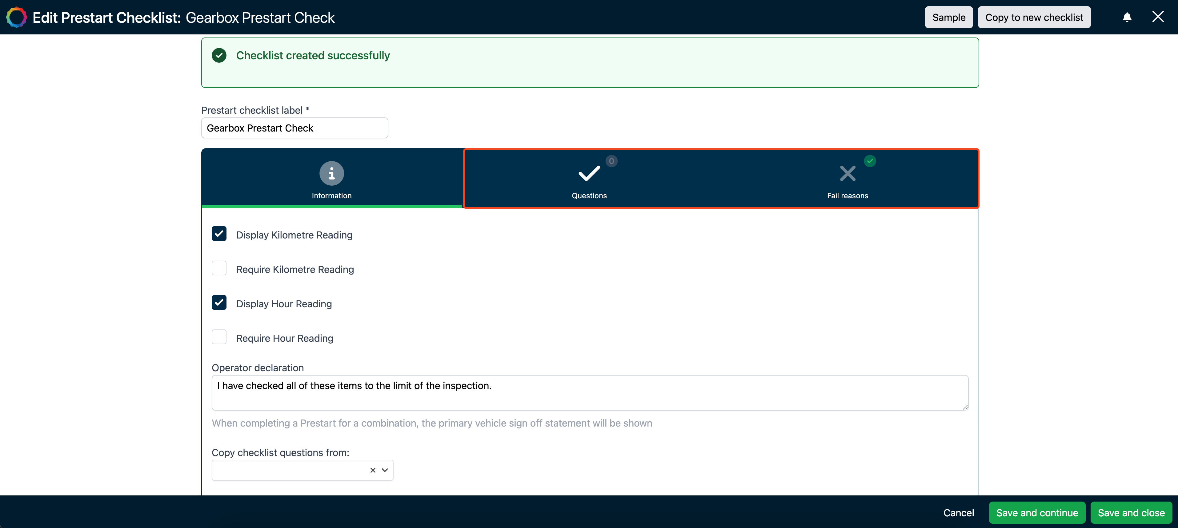 Checklist Tabs